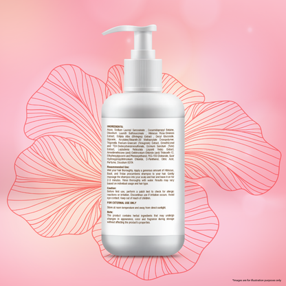 Vineroots Hibiscus, Basil & Tridax Shampoo | Sulfate & Paraben -Free | For Mild Dandruff Care, Stronger Roots & Healthy Scalp | 280ml | Get a Free Neem Comb