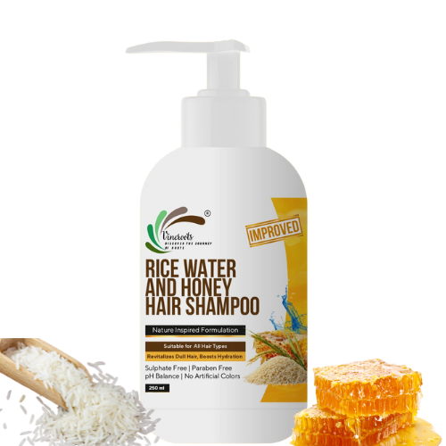 Vineroots Rice Water and Honey Shampoo | For Smoother, Shinier Hair | Sulphate & Paraben Free | For Women & Men | All Hair Types | 250 ml | Get Biotin Hair Conditioner Free