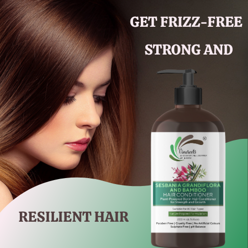 Vineroots Biotin Hair Conditioner – Plant-Based Sesbania & Bamboo | Strengthens, Nourishes & Adds Shine | Sulphate & Paraben-Free | For Men & Women, All Hair Types – 200ml | Get a Free Neem Comb