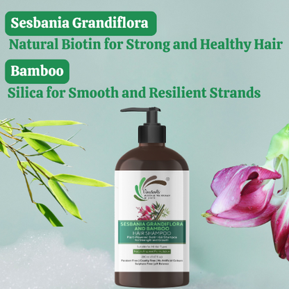 Vineroots Biotin Shampoo – Plant-Based | Sesbania & Bamboo for Strength, Volume & Nourishment | Sulphate & Paraben-Free | For Women & Men, All Hair Types | 280ml + Free Biotin Hair Conditioner