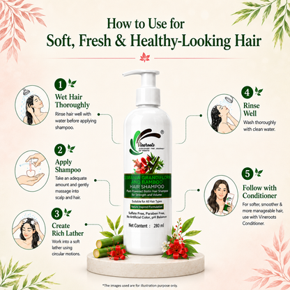 Vineroots Biotin Shampoo – Plant-Based | Sesbania & Bamboo for Strength, Volume & Nourishment | Sulphate & Paraben-Free | For Women & Men, All Hair Types | 280ml